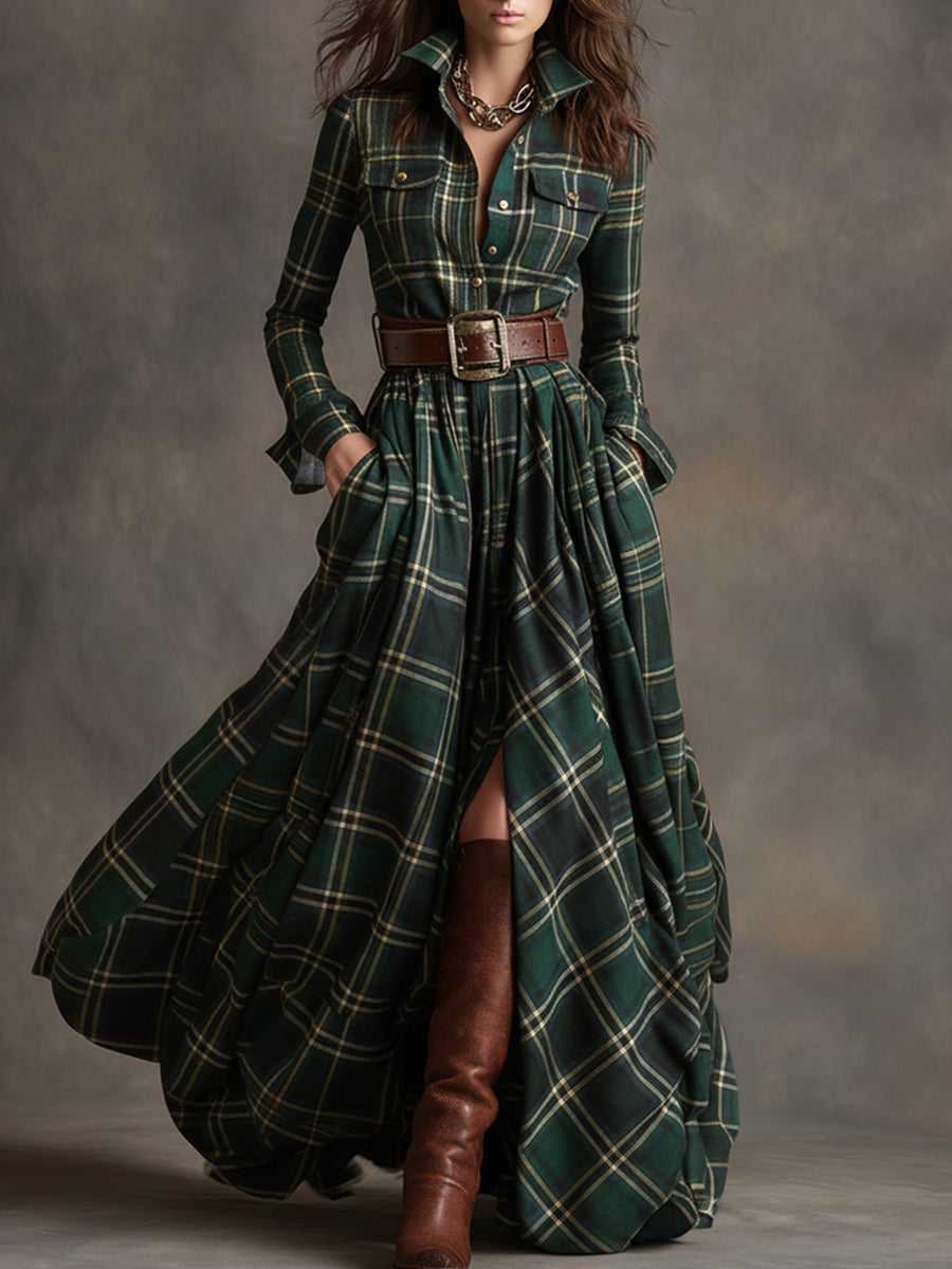 Juliet | Maxi Checked Shirt Dress