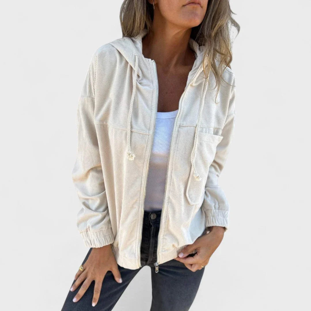 Paula | Velvet Coat with Hood and Zipper