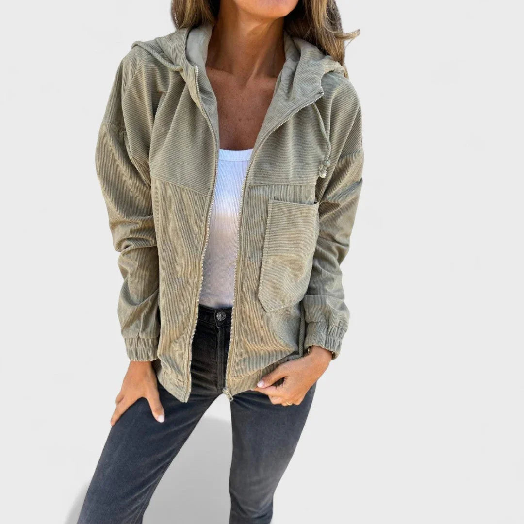 Paula | Velvet Coat with Hood and Zipper
