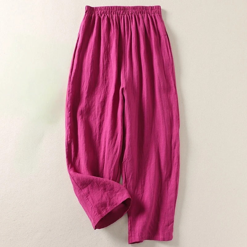 Amalia | Cotton & Linen Relaxed Trousers