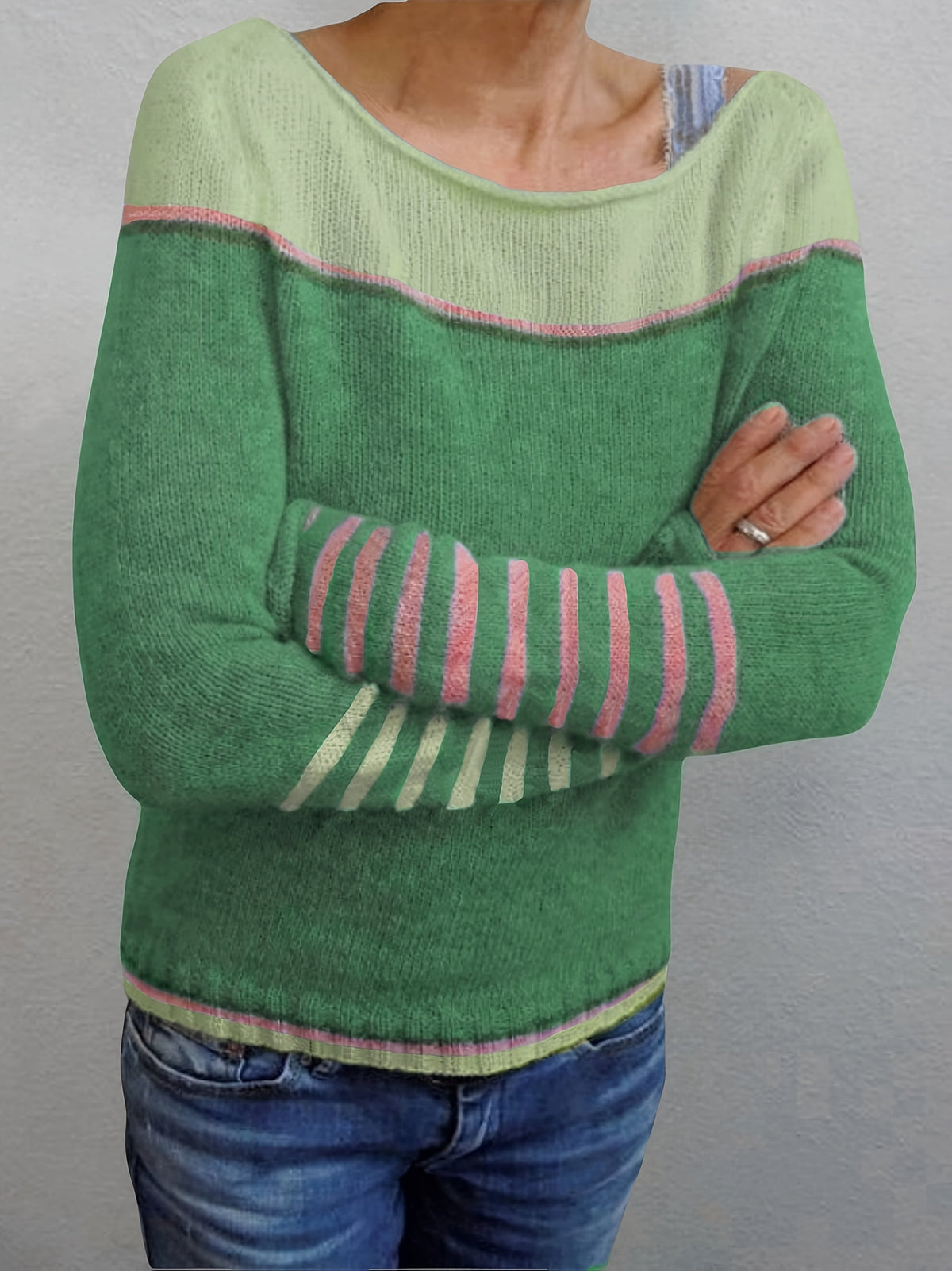 Julie | Striped Wide Neck Sweater