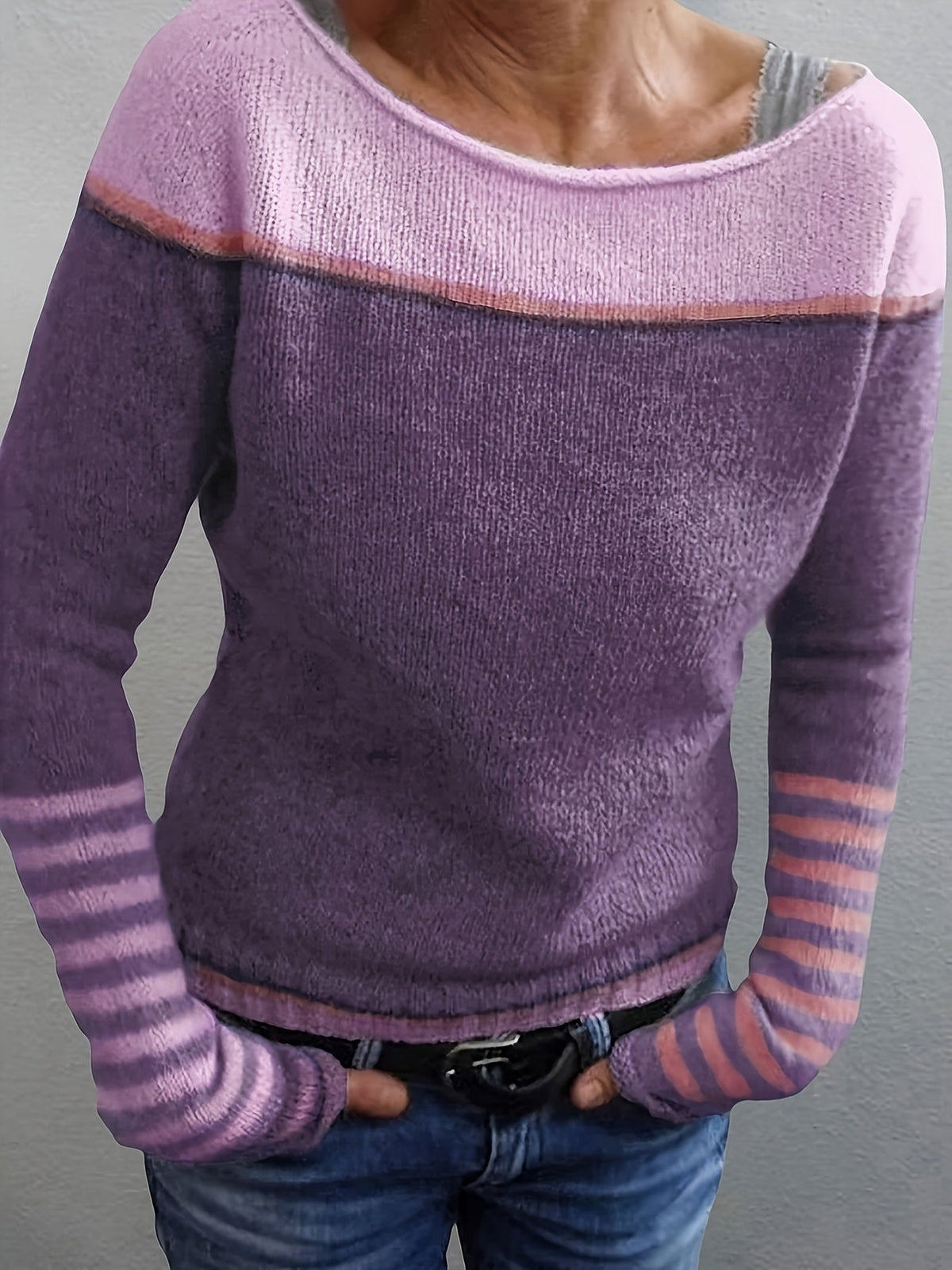 Julie | Striped Wide Neck Sweater
