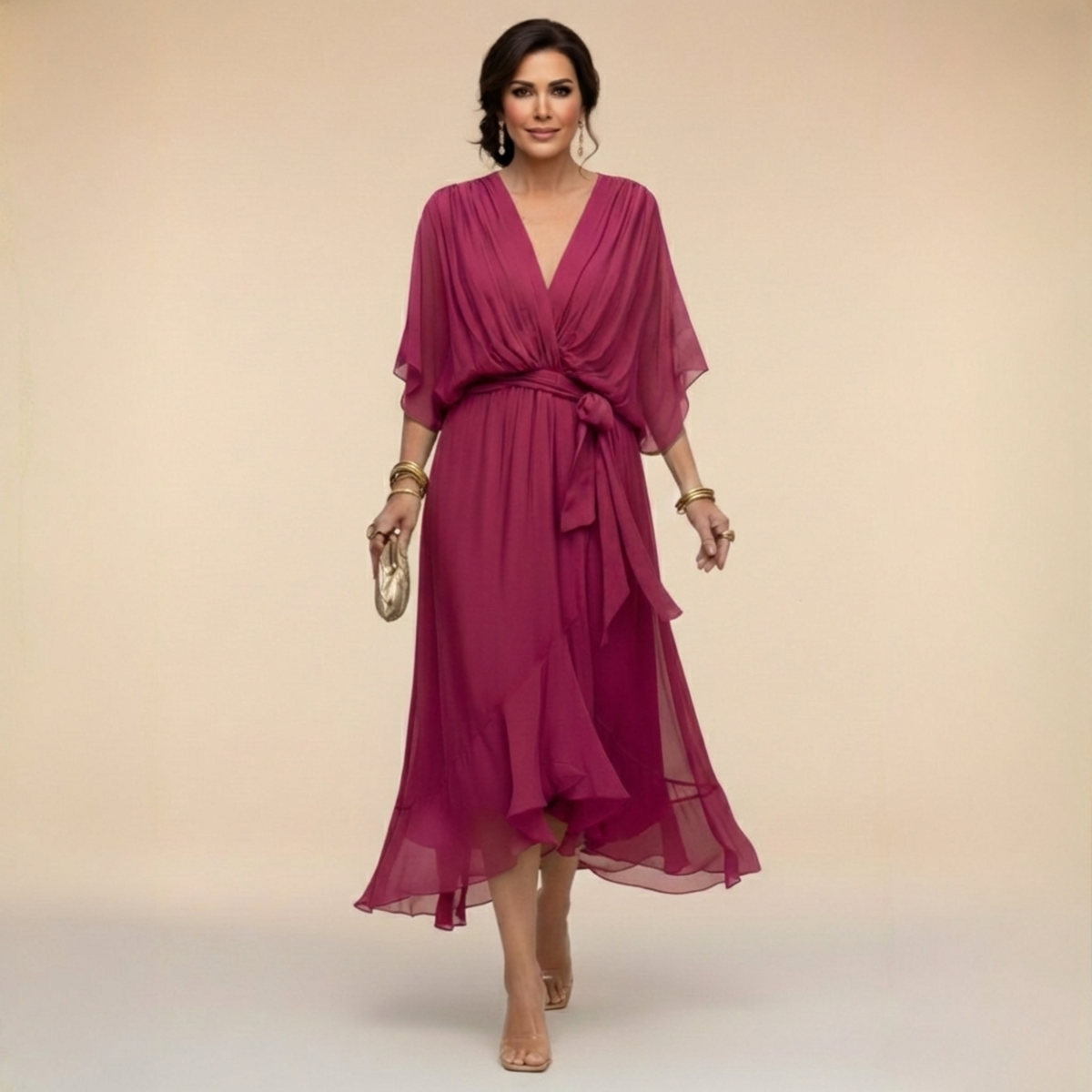 Monica | V-Neck Chiffon Dress
