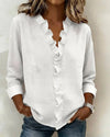 Arianna | Blouse with Ruffles, V-Neck and Long Sleeves