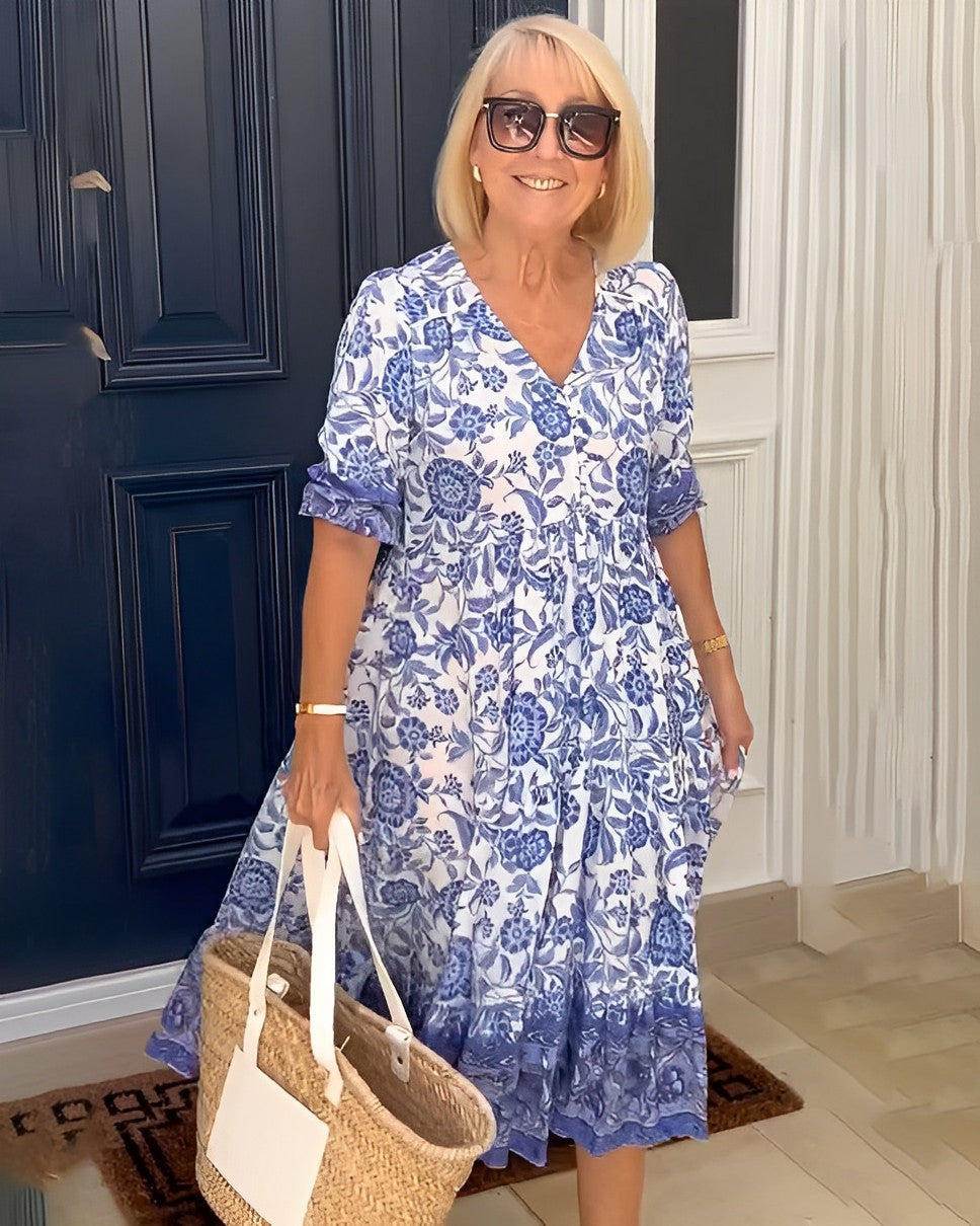 Brenda | Graceful V-Neck Floral Dress