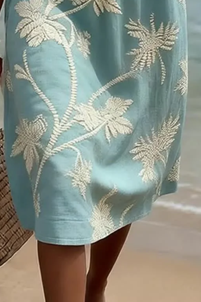 Linda | Embroidered Botanical Midi Dress