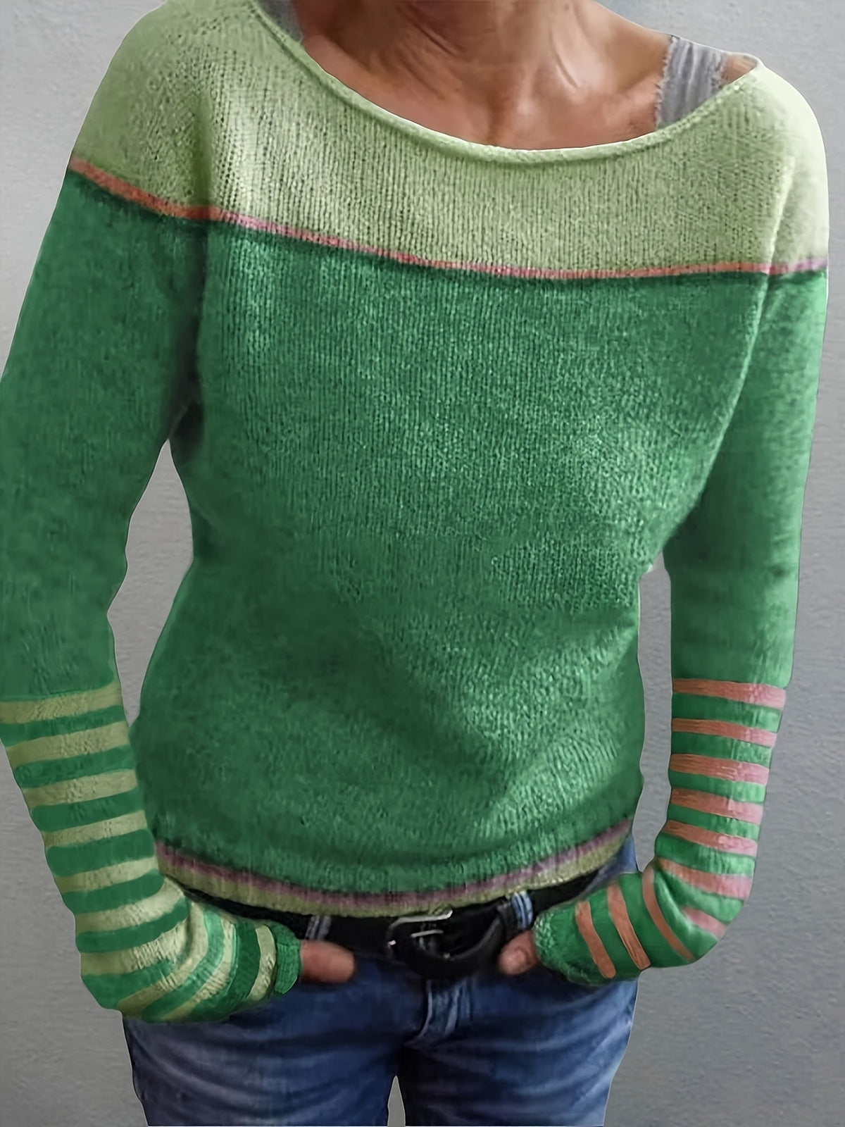 Julie | Striped Wide Neck Sweater