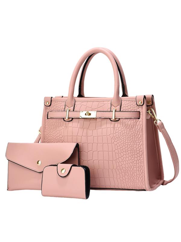 Anora │ Crocodile Embossed Large Capacity Crossbody Handbag Set