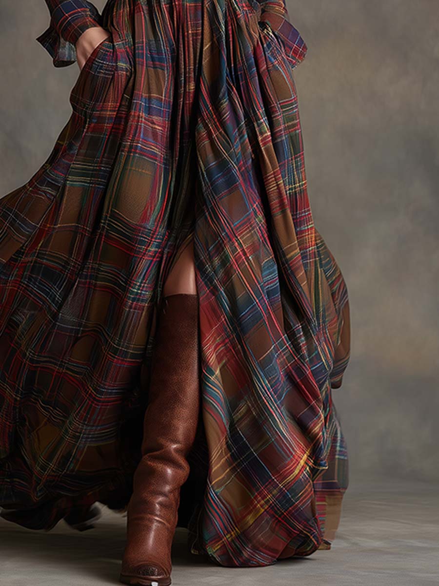 Juliet | Maxi Checked Shirt Dress
