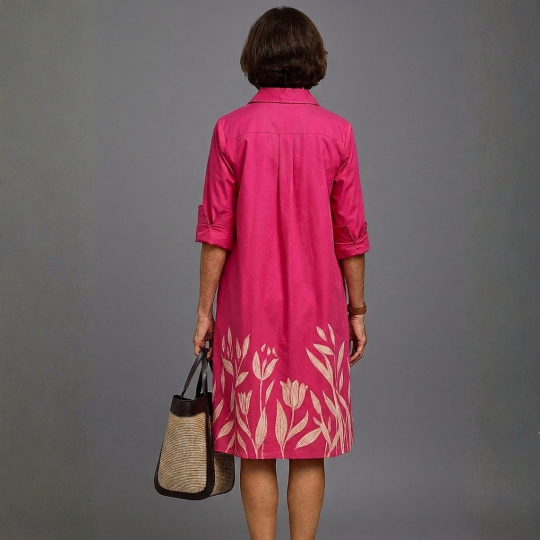 Holly | Tulip Border Print Shirt Midi Dress