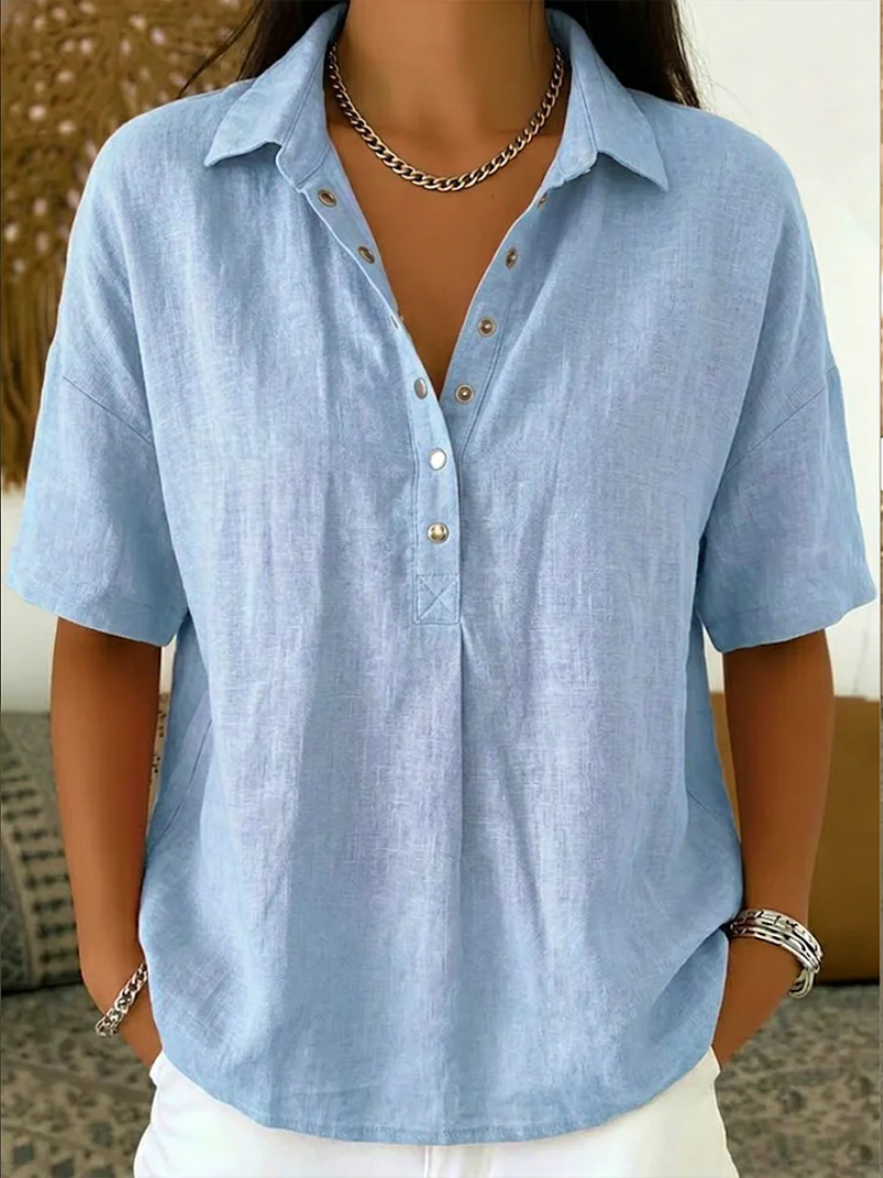 Reyna | Comfortable Collared and Buttoned Blouse