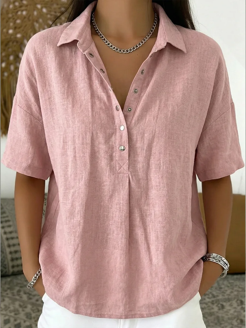 Reyna | Comfortable Collared and Buttoned Blouse