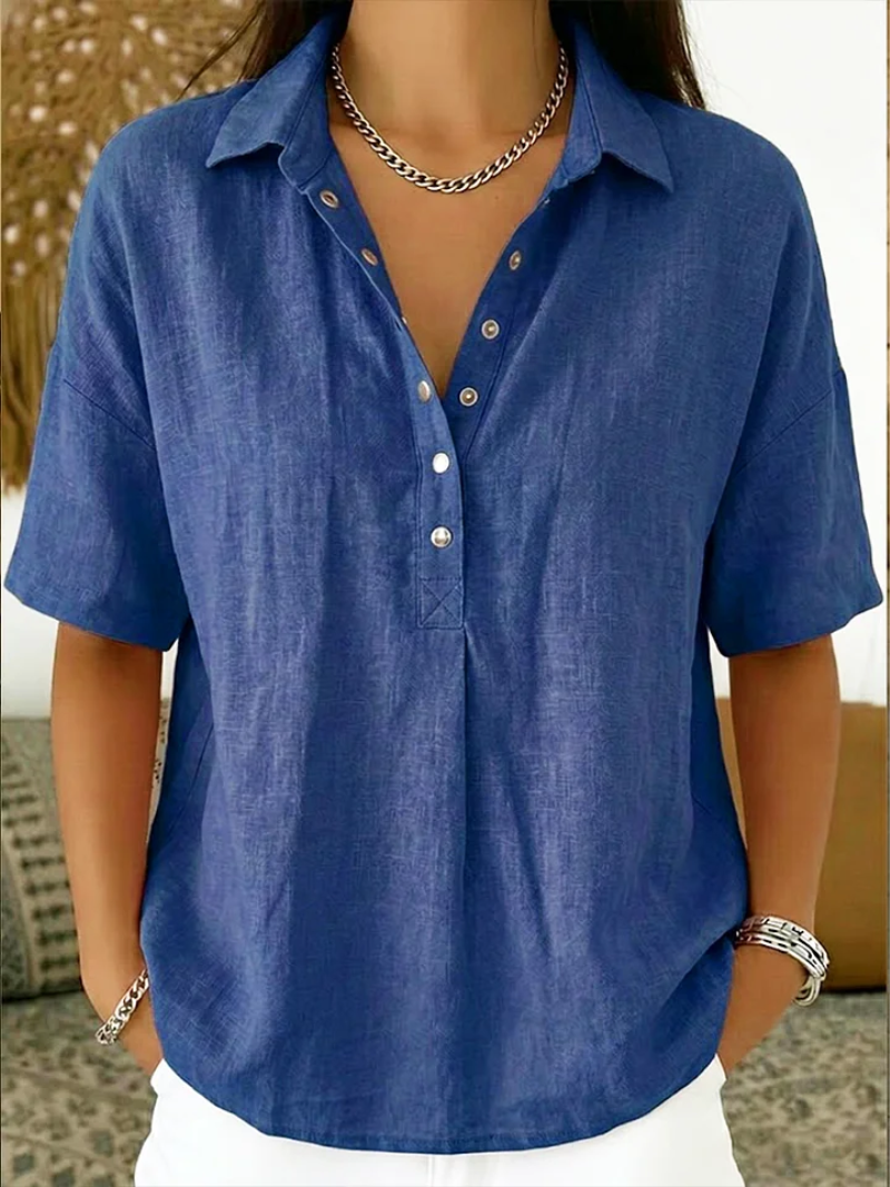 Reyna | Comfortable Collared and Buttoned Blouse
