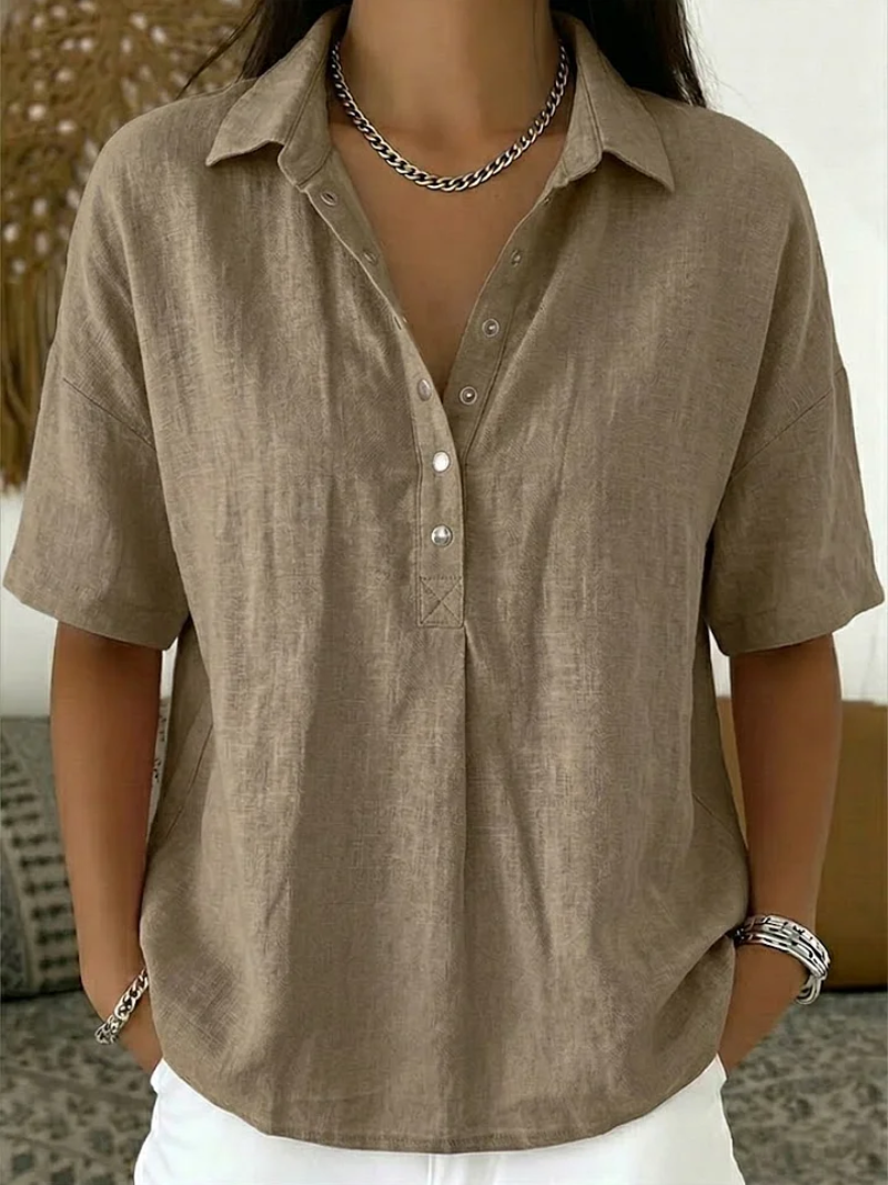 Reyna | Comfortable Collared and Buttoned Blouse