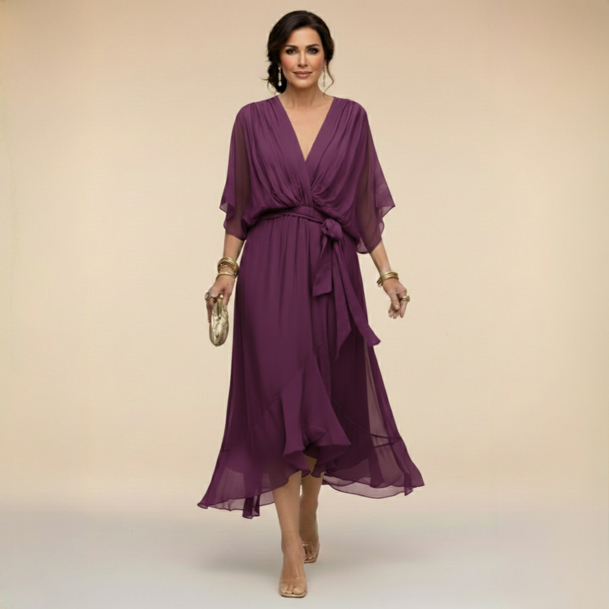 Monica | V-Neck Chiffon Dress