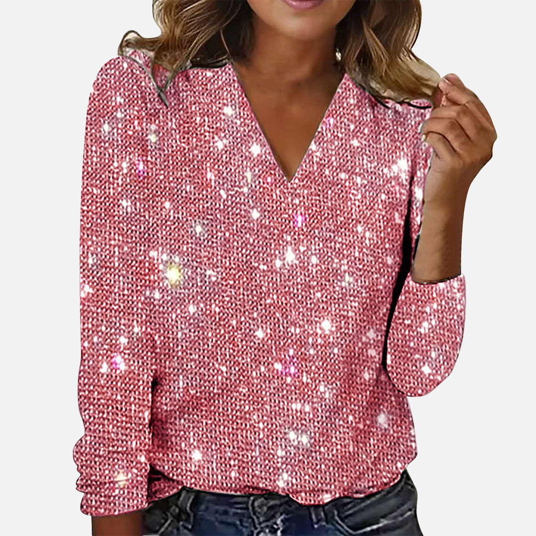 Jade |  V-Neck Diamond Blouse