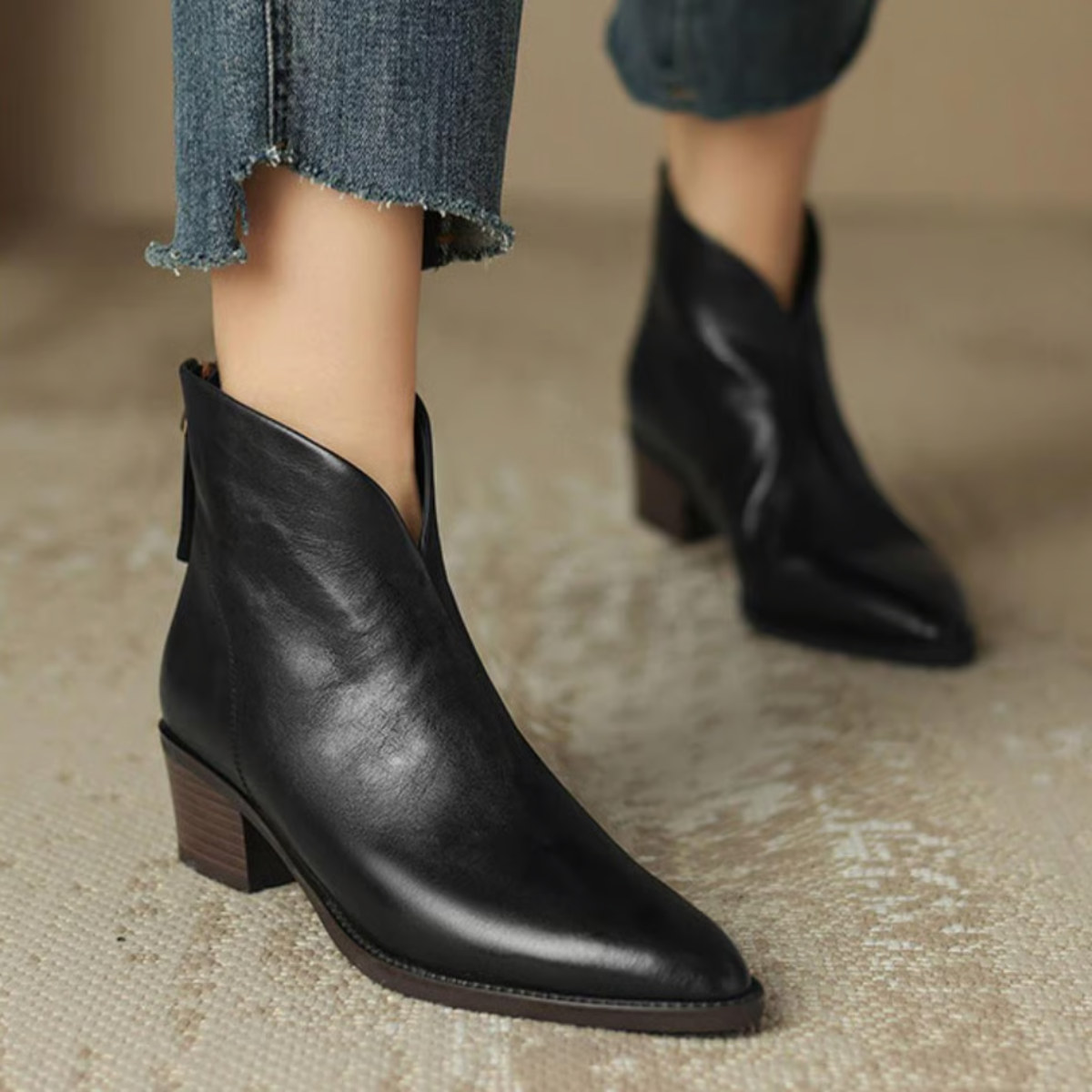 Anita | Luxury ankle boots with low heel