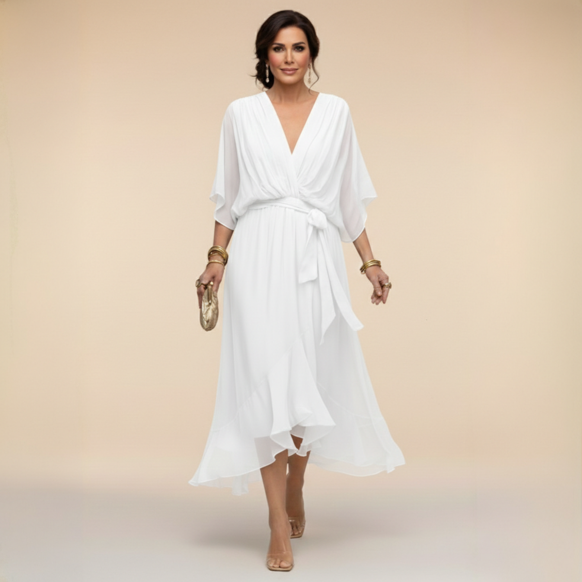 Monica | V-Neck Chiffon Dress