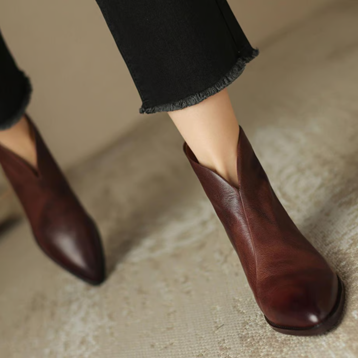 Anita | Luxury ankle boots with low heel