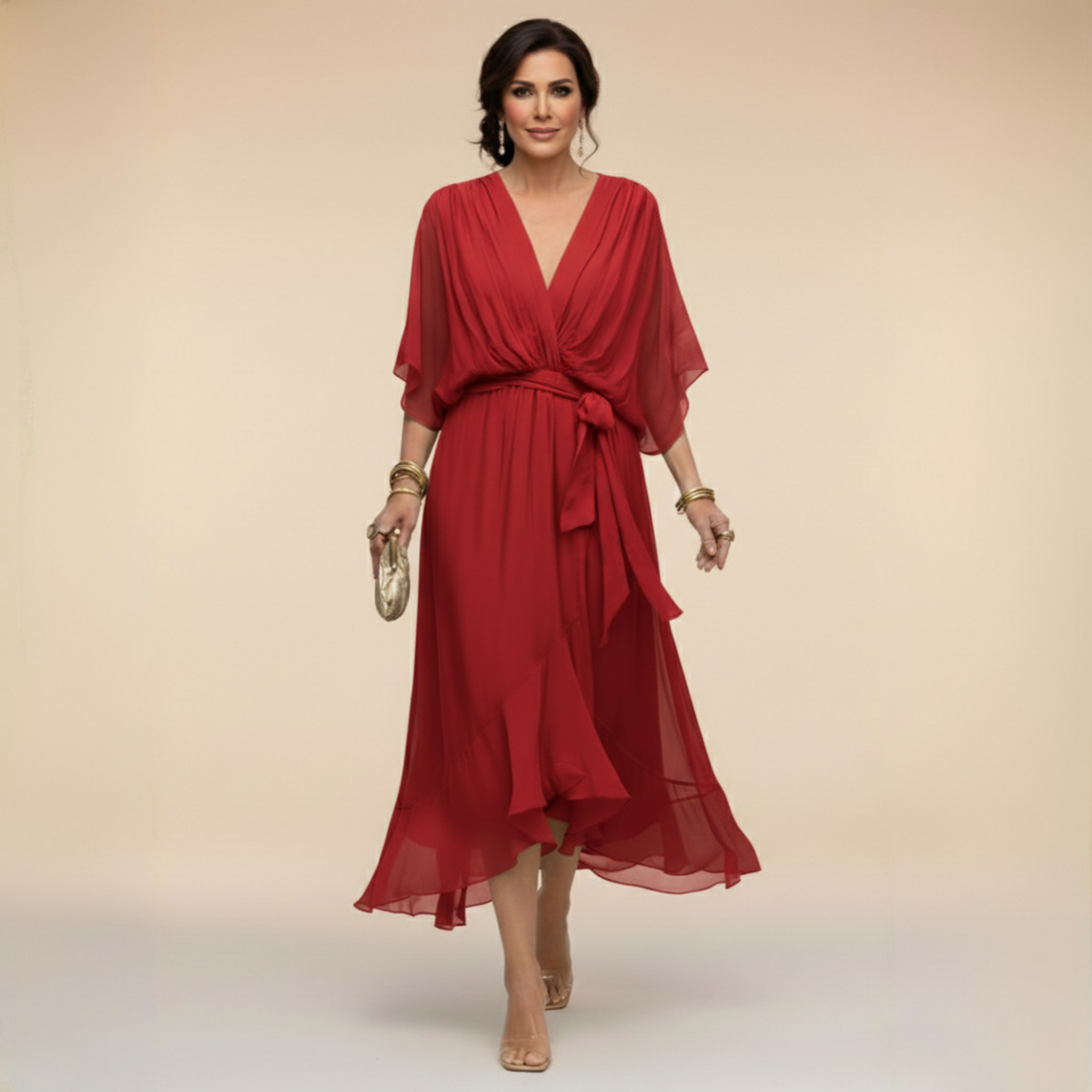 Monica | V-Neck Chiffon Dress