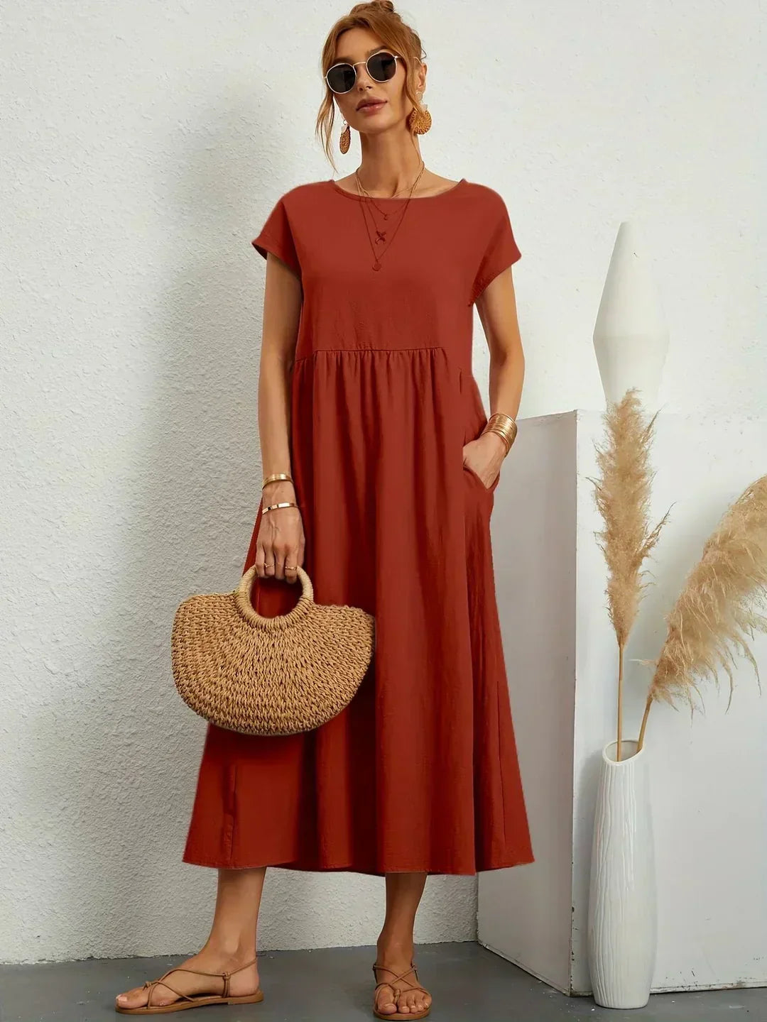 Gabrielle™ | Flowing Midi Dress with Timeless Elegance