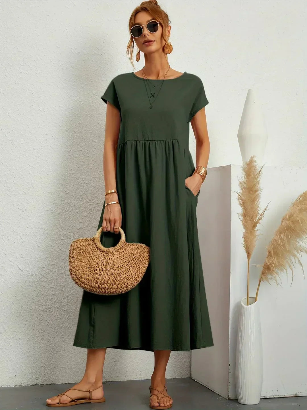 Gabrielle™ | Flowing Midi Dress with Timeless Elegance
