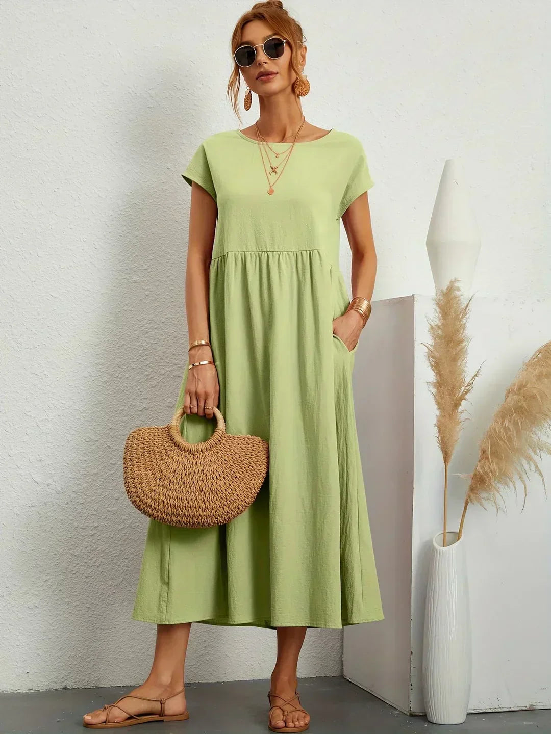 Gabrielle™ | Flowing Midi Dress with Timeless Elegance