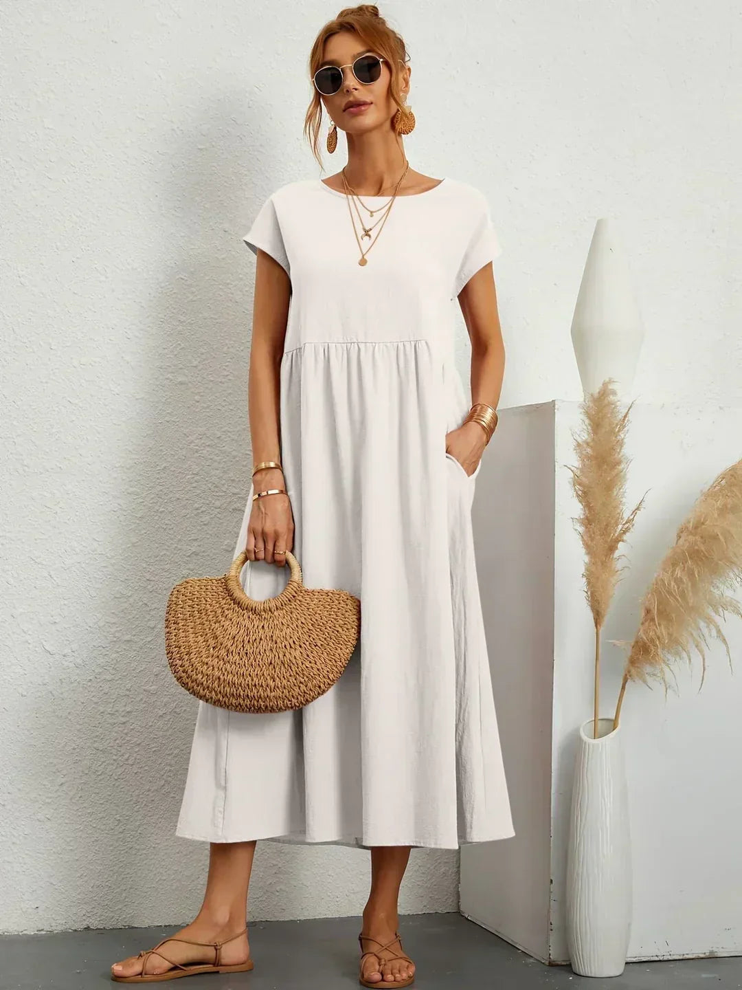 Gabrielle™ | Flowing Midi Dress with Timeless Elegance
