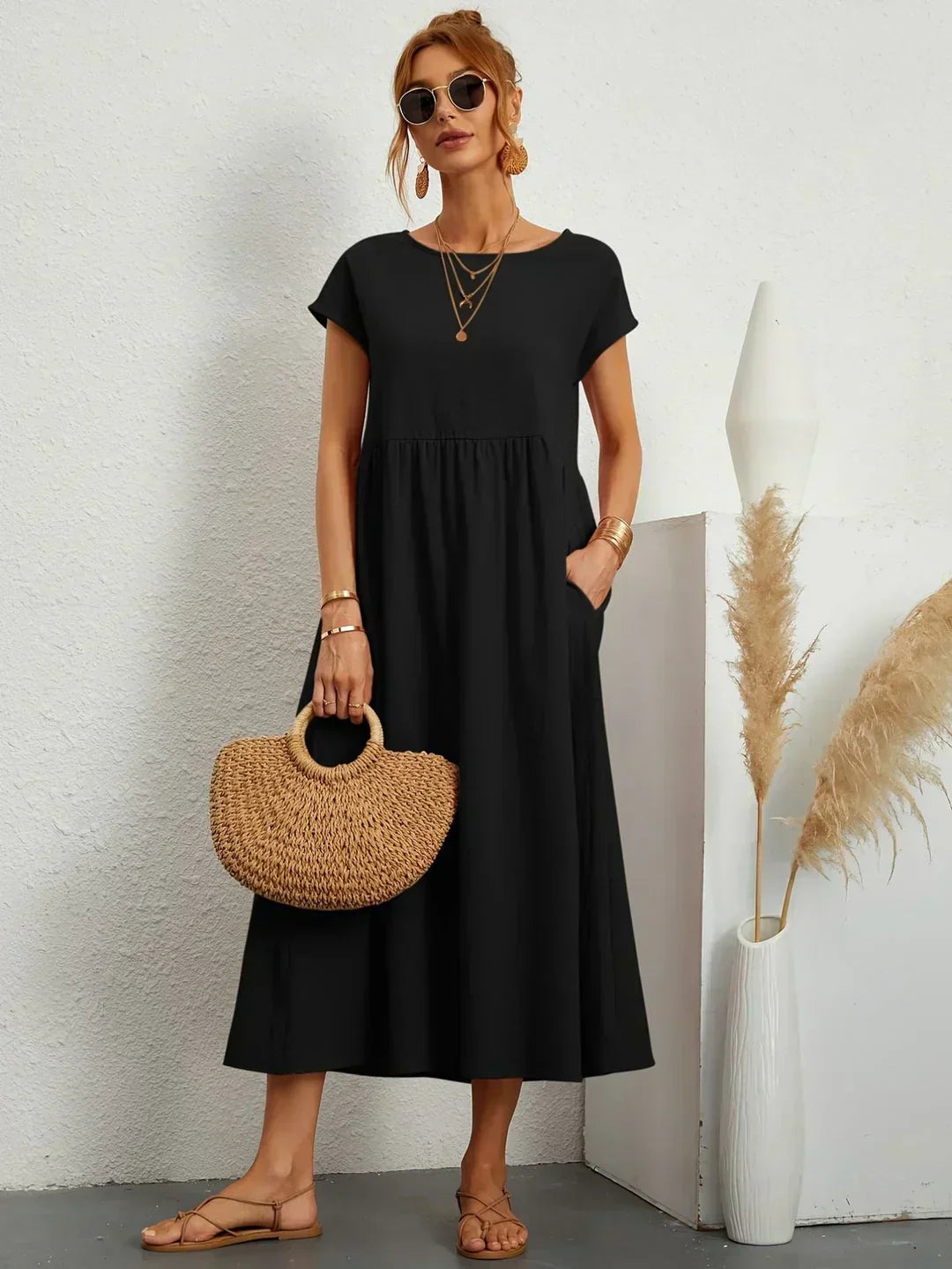 Gabrielle™ | Flowing Midi Dress with Timeless Elegance