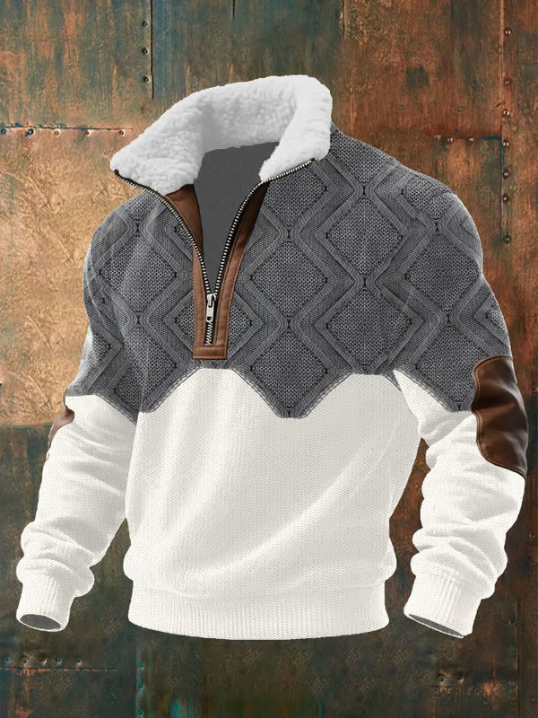 Bram | Zip-Up Sweater with a High Fur-Trimmed Collar