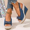 Celeste | Denim Bow Wedges