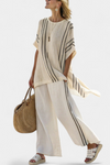 Rachel | Elegant Blouse & Black Striped Pants