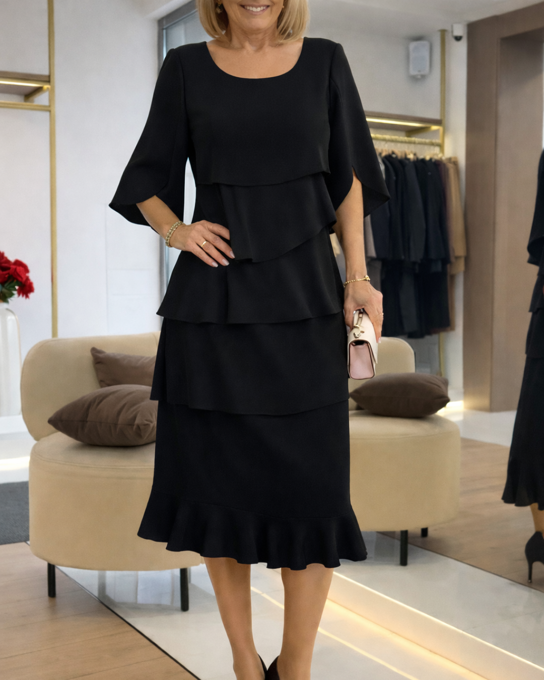 Melanie | Elegant Comfort Ruffle Dress