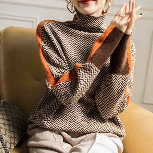 Harper | Bold Stripes High-Neck Sweater