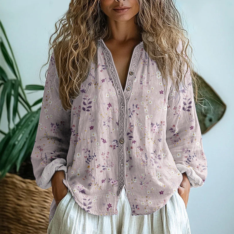 Ebba - Elegant Blouse with Leaf Print