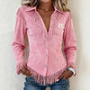 Celine │ Fringe Suede Button-Up Blouse