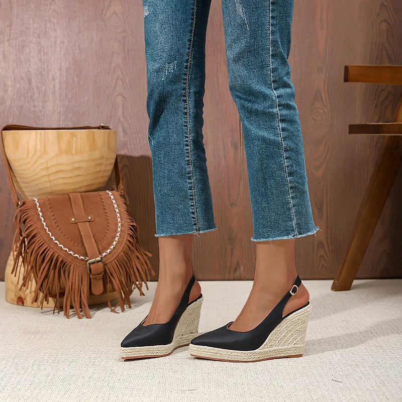 Erin | Pointed Toe Wedge Slingbacks