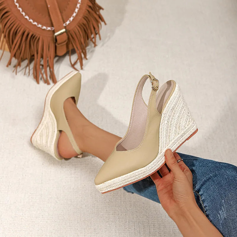 Erin | Pointed Toe Wedge Slingbacks