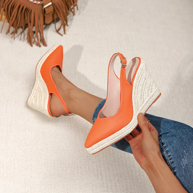 Erin | Pointed Toe Wedge Slingbacks