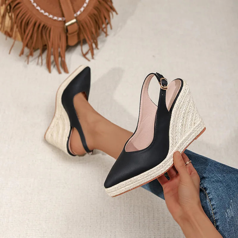 Erin | Pointed Toe Wedge Slingbacks