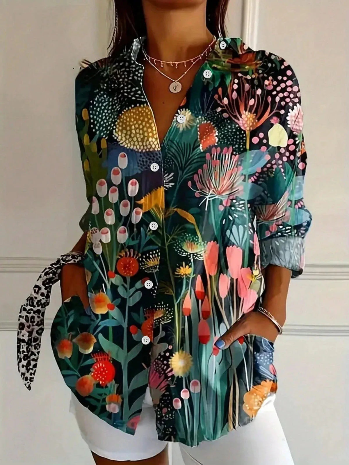 Emily | Colorful Patterned Button-Up Blouse