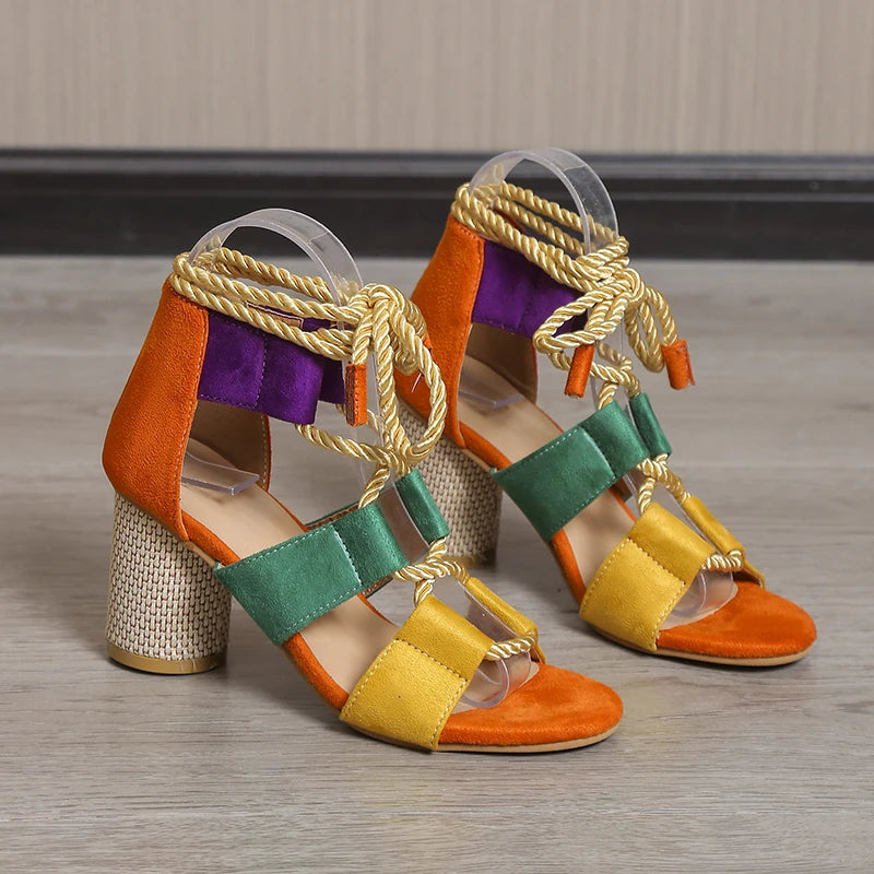 Athena | Woven Chunky Heel Sandals