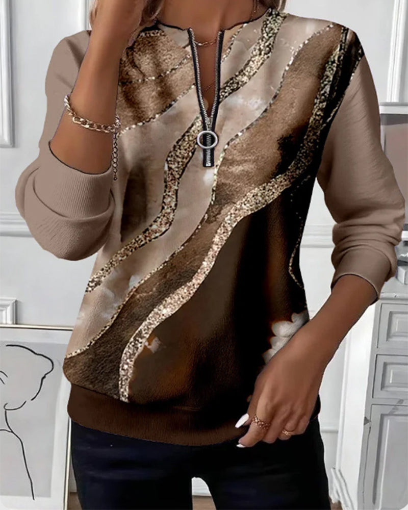 Elise | Half-Zip Sweatshirt With Vintage Print
