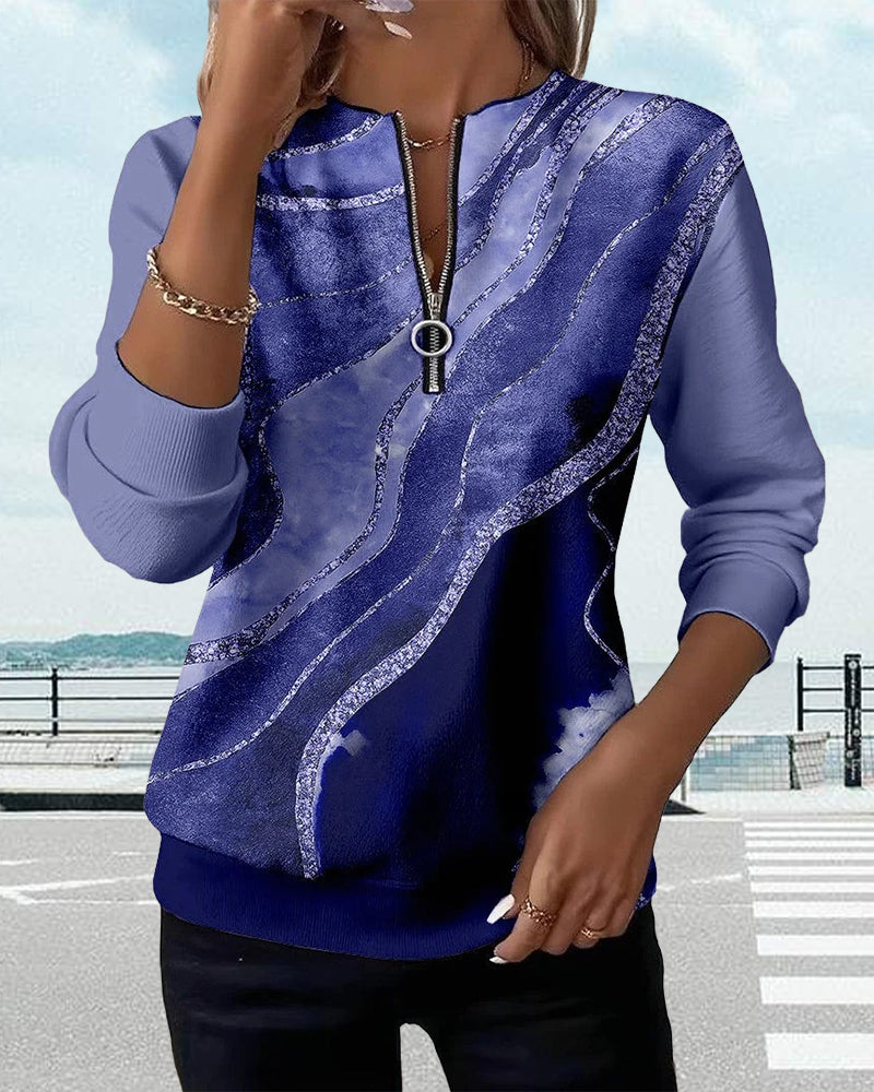 Elise | Half-Zip Sweatshirt With Vintage Print