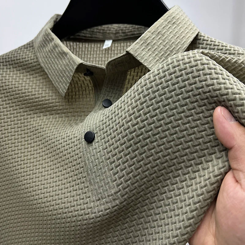 Alfie | Modern Textured Basketweave Polo Shirt