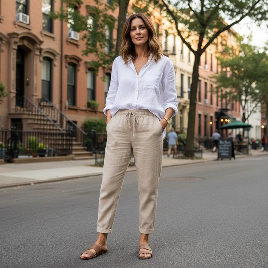 Maylora | Drawstring Relaxed Linen Trousers