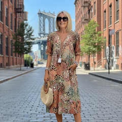 Sofia | Elegant Floral Midi Dress with Tummy Coverage