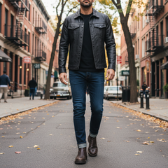 Jordan | Premium Leather Jacket in Motorcycle Style