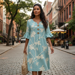 Linda | Embroidered Botanical Midi Dress