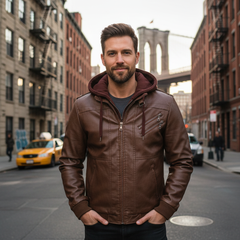 Sal | Hooded Leather Jacket